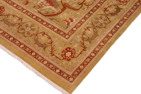 handmade Transitional  Green Rust Hand Knotted RECTANGLE 100% WOOL area rug 10 x 14