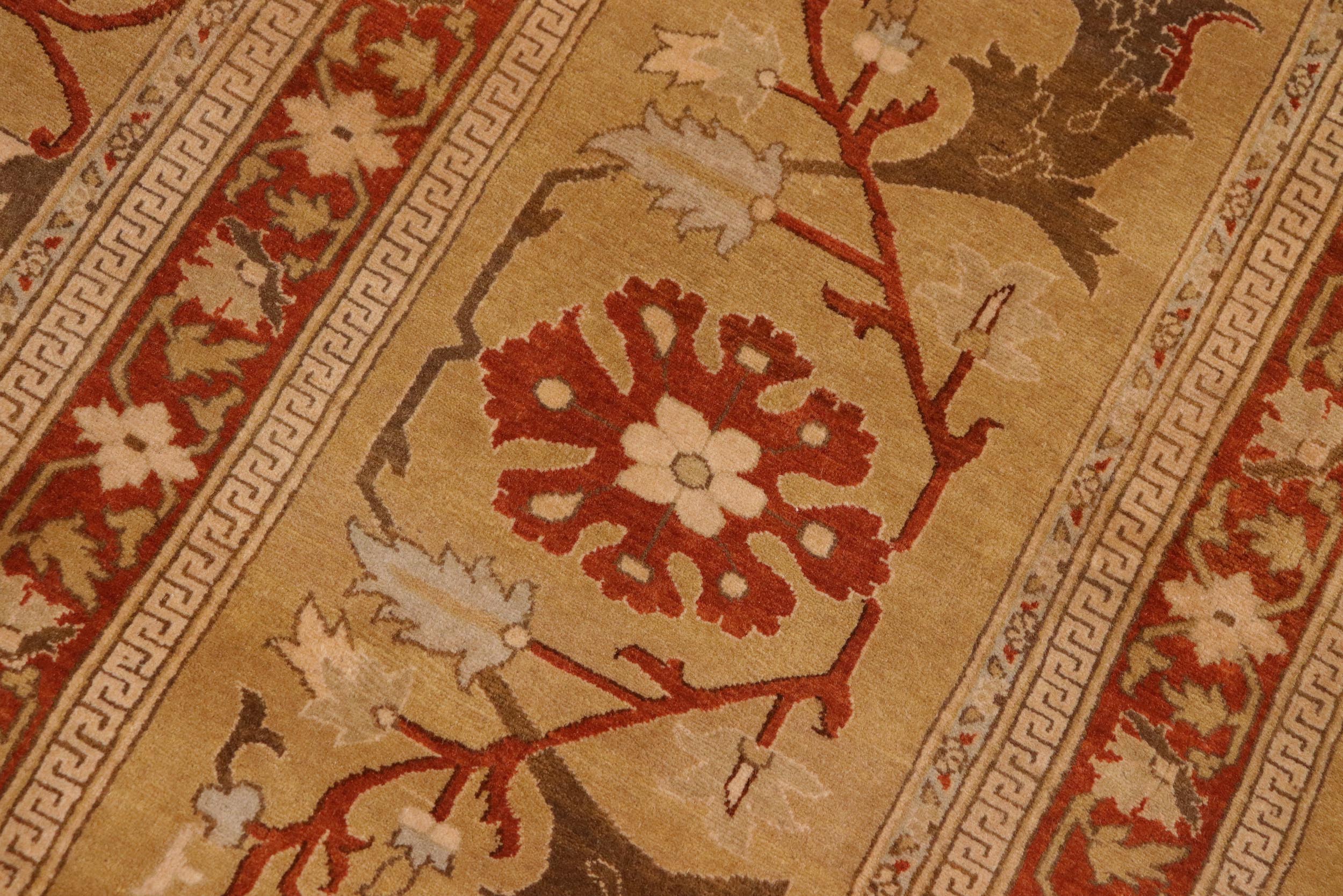 handmade Transitional  Green Rust Hand Knotted RECTANGLE 100% WOOL area rug 10 x 14