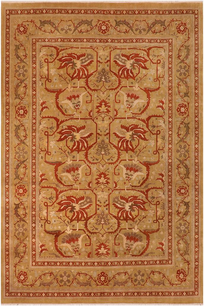 Traditional Kaffas Karri Green Rust Hand Knotted Area rugs 10X14