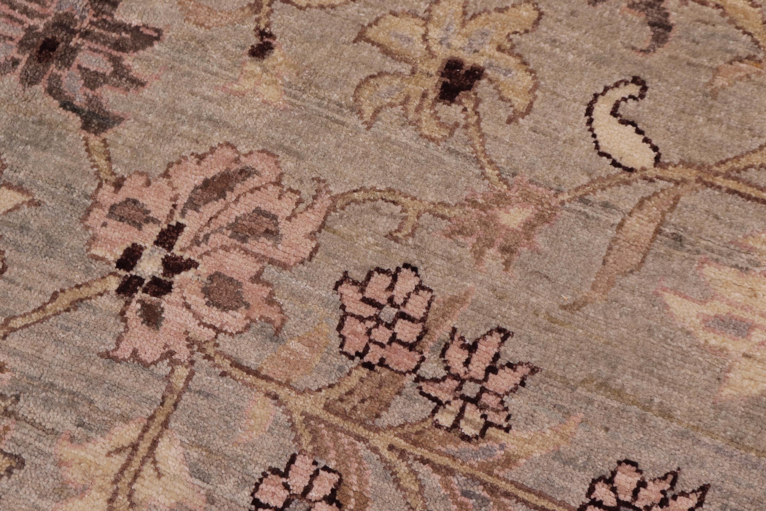 handmade Traditional Kafkaz Gray Tan Hand Knotted ROUND 100% WOOL area rug 10' x 10'