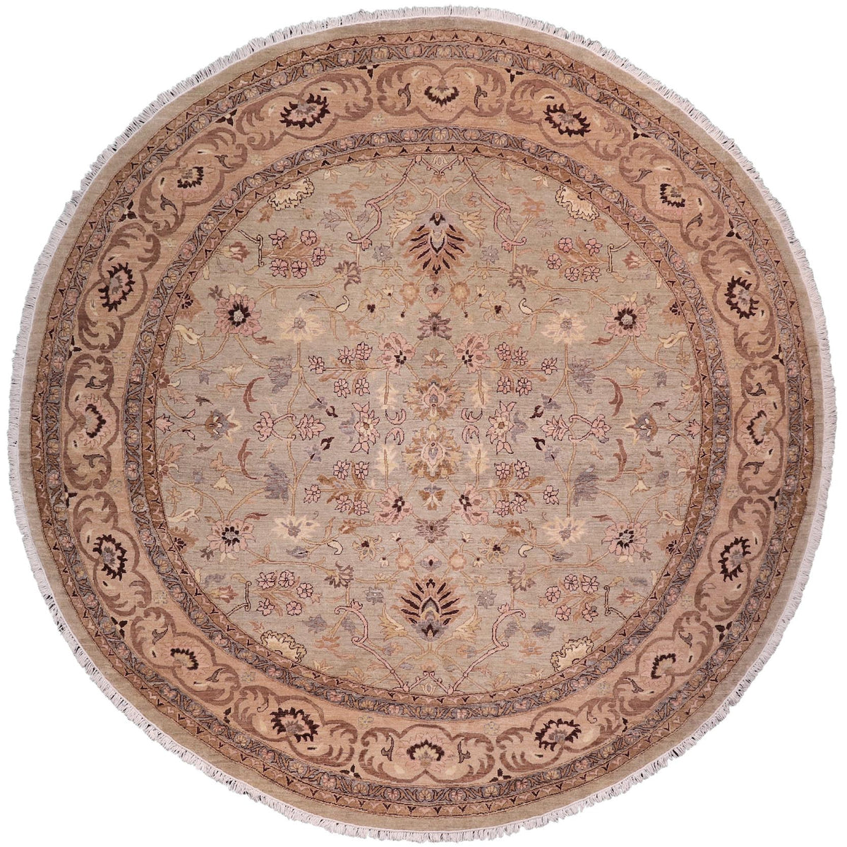 handmade Traditional Kafkaz Gray Tan Hand Knotted ROUND 100% WOOL area rug 10' x 10'