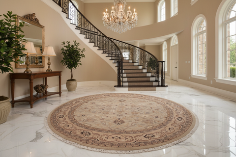 handmade Traditional Kafkaz Gray Tan Hand Knotted ROUND 100% WOOL area rug 10' x 10'