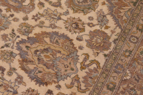 handmade Transitional Lahore Ivory Brown Hand Knotted GALLERY 100% WOOL area rug 8' x 25'