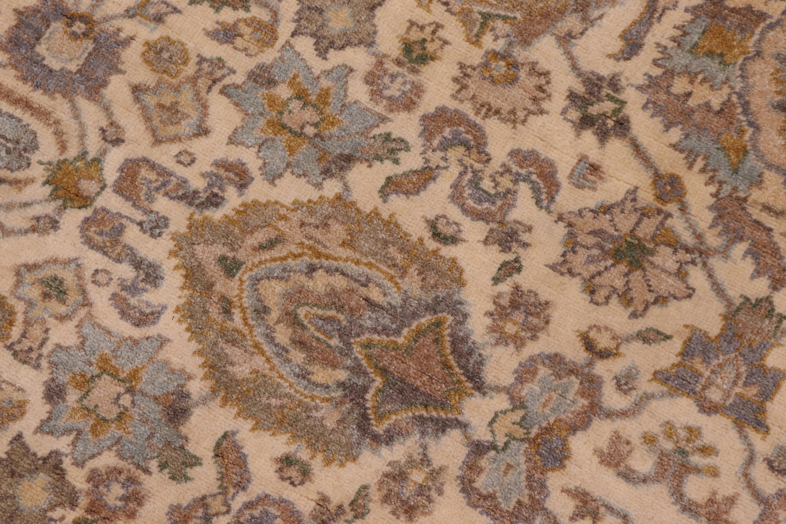 handmade Transitional Lahore Ivory Brown Hand Knotted GALLERY 100% WOOL area rug 8' x 25'