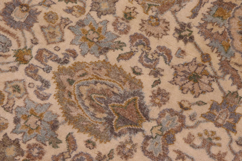 handmade Transitional Lahore Ivory Brown Hand Knotted GALLERY 100% WOOL area rug 8' x 25'