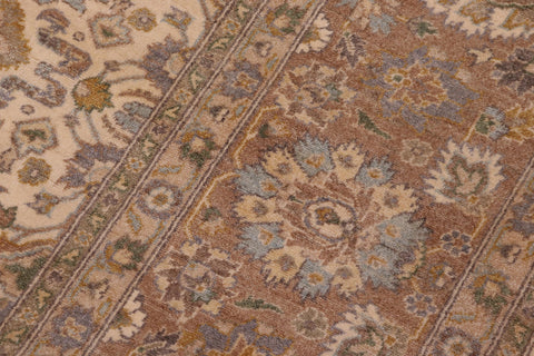 handmade Transitional Lahore Ivory Brown Hand Knotted GALLERY 100% WOOL area rug 8' x 25'