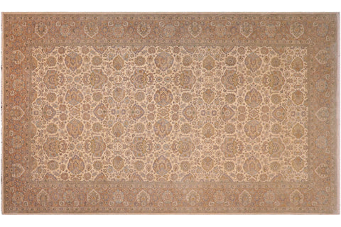 handmade Transitional Lahore Ivory Brown Hand Knotted GALLERY 100% WOOL area rug 8' x 25'