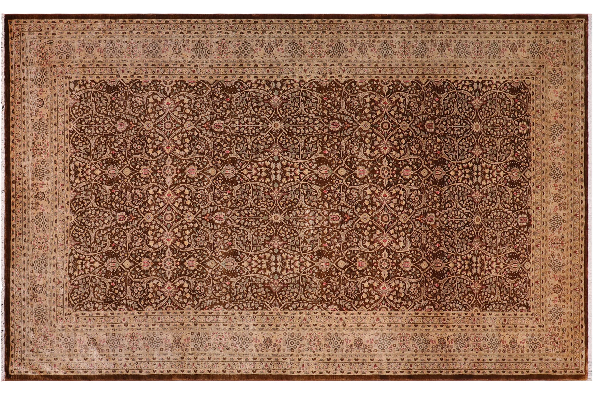 handmade Transitional Tabriz Brown Brown Hand Knotted GALLERY 100% WOOL area rug 8' x 25'