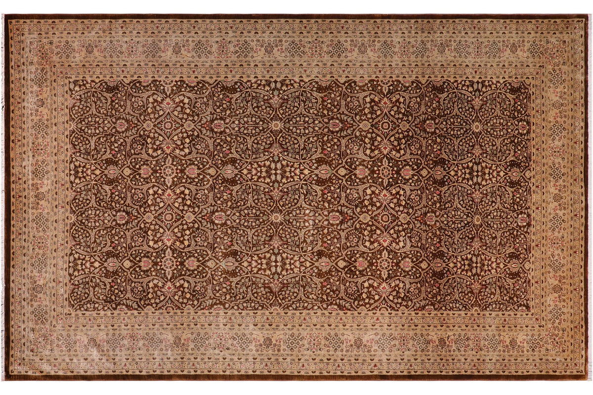 handmade Transitional Tabriz Brown Brown Hand Knotted GALLERY 100% WOOL area rug 8' x 25'