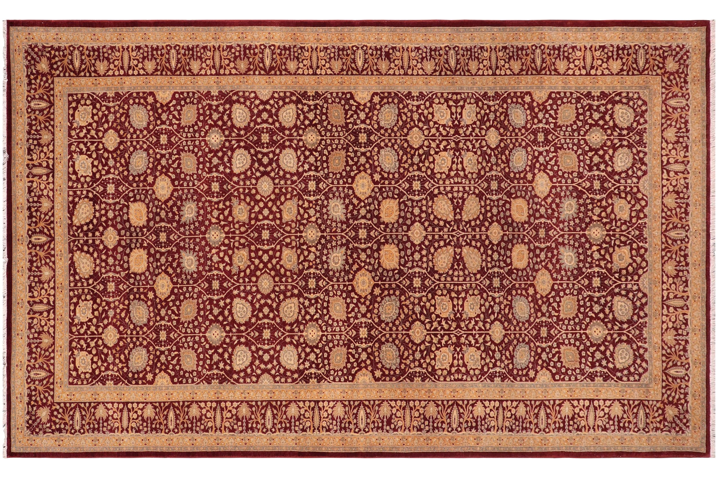 handmade Transitional Design Red Red Hand Knotted GALLERY 100% WOOL area rug 6' x 12'