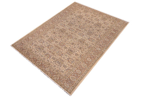 handmade Traditional Lahore Ivory Tan Hand Knotted GALLERY 100% WOOL area rug 6'X12'