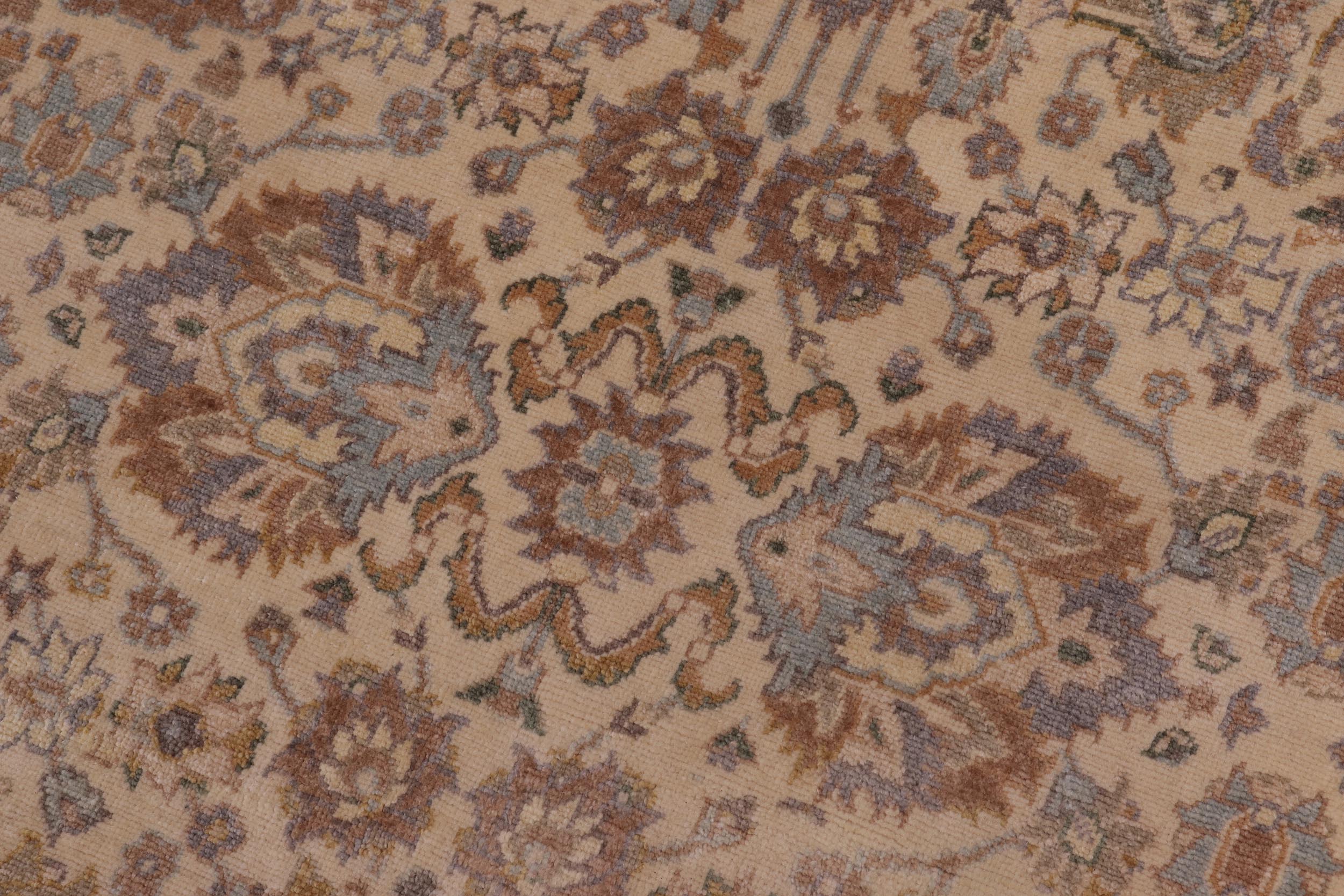 handmade Transitional Lahore Ivory Tan Hand Knotted GALLERY 100% WOOL area rug 6' x 12'