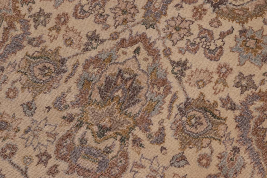 handmade Traditional Lahore Ivory Tan Hand Knotted GALLERY 100% WOOL area rug 6'X12'