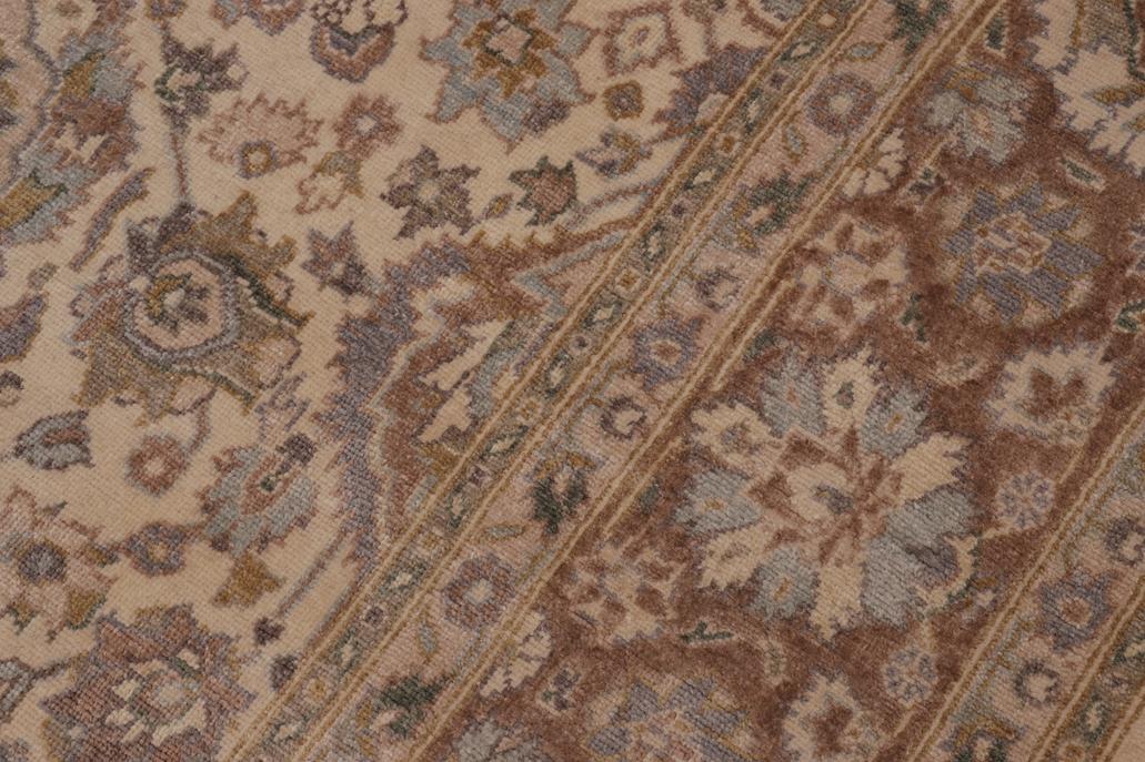 handmade Traditional Lahore Ivory Tan Hand Knotted GALLERY 100% WOOL area rug 6'X12'