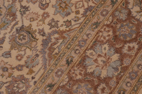 handmade Transitional Lahore Ivory Tan Hand Knotted GALLERY 100% WOOL area rug 6' x 12'