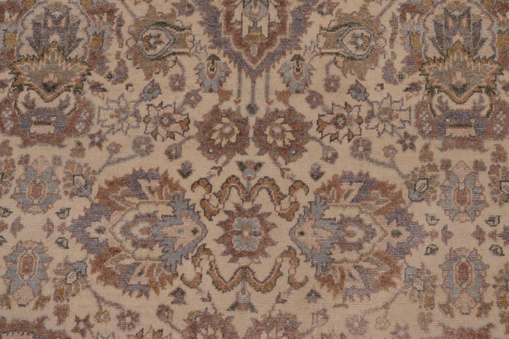 handmade Traditional Lahore Ivory Tan Hand Knotted GALLERY 100% WOOL area rug 6'X12'