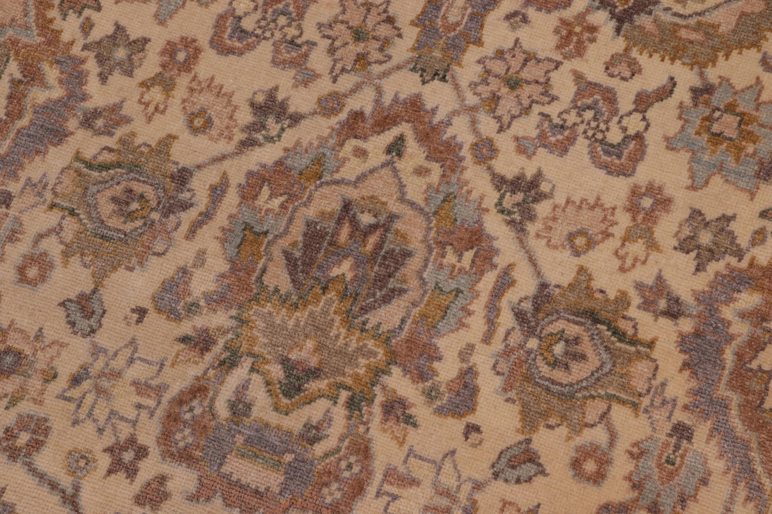 handmade Transitional Lahore Ivory Tan Hand Knotted GALLERY 100% WOOL area rug 6' x 12'