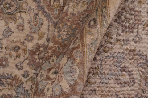 handmade Traditional Lahore Ivory Tan Hand Knotted GALLERY 100% WOOL area rug 6'X12'