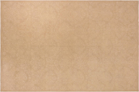 handmade Modern Kafkaz Brown Tan Hand Knotted RECTANGLE 100% WOOL area rug 10' x 14'