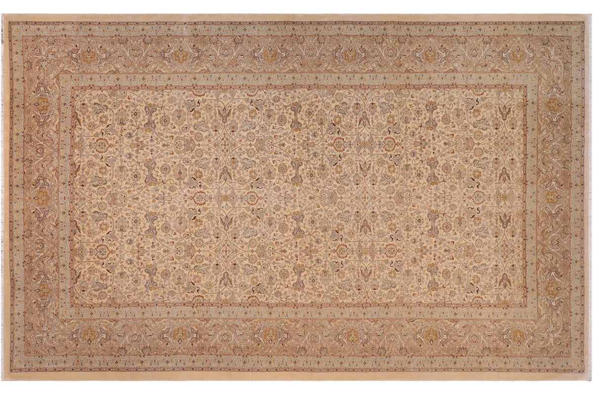 handmade Traditional Design Ivory Tan Hand Knotted RECTANGLE 100% WOOL area rug 8' x 25'