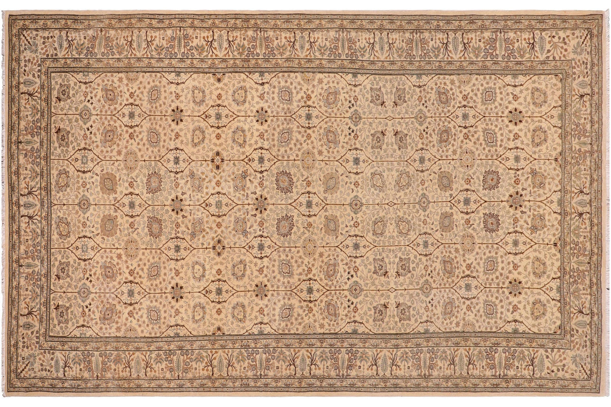handmade Transitional Design Ivory Ivory Hand Knotted RECTANGLE 100% WOOL area rug 6' x 12'