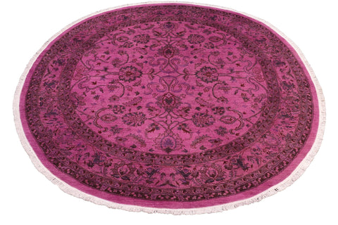 handmade Over Dyed Over Dyed Purple Red Hand Knotted ROUND 100% WOOL area rug 8' x 8'