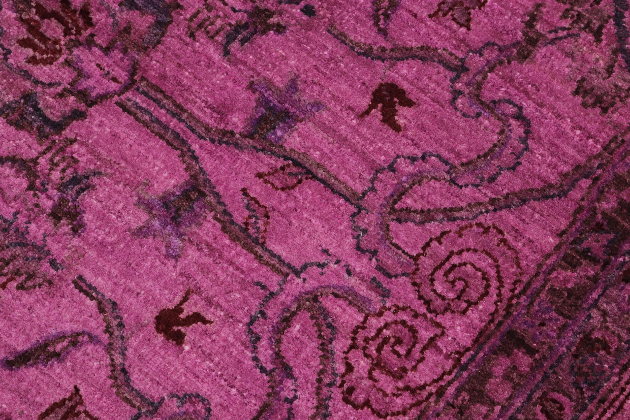 handmade Over Dyed Over Dyed Purple Red Hand Knotted ROUND 100% WOOL area rug 8' x 8'