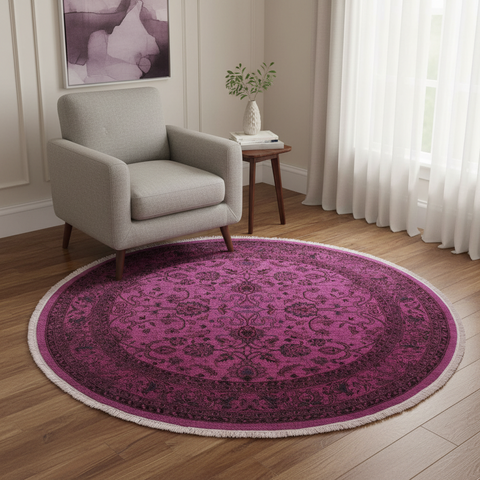 Overdyed Color Reform Thomas Purple/Red Wool Round 7'8X8'1