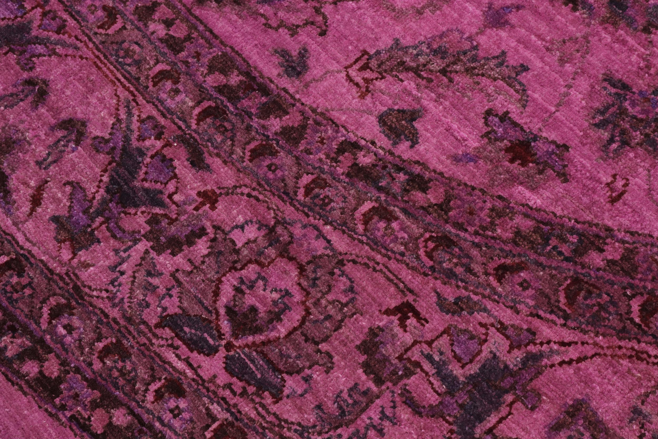 handmade Over Dyed Over Dyed Purple Red Hand Knotted ROUND 100% WOOL area rug 8' x 8'