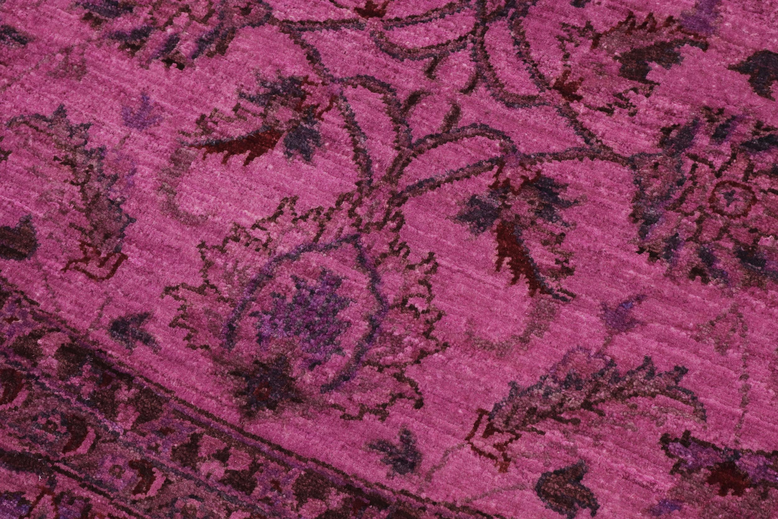 handmade Over Dyed Over Dyed Purple Red Hand Knotted ROUND 100% WOOL area rug 8' x 8'