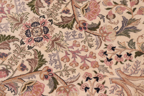 handmade Traditional Nagi Beige Pink Hand Knotted ROUND 100% WOOL area rug 8' x 8'