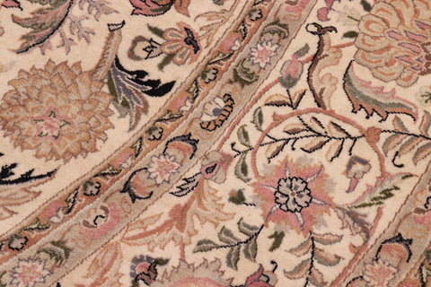 handmade Traditional Nagi Beige Pink Hand Knotted ROUND 100% WOOL area rug 8' x 8'