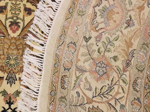 handmade Traditional Nagi Beige Pink Hand Knotted ROUND 100% WOOL area rug 8x8