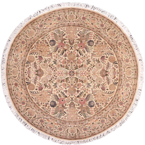 handmade Traditional Nagi Beige Pink Hand Knotted ROUND 100% WOOL area rug 8' x 8'