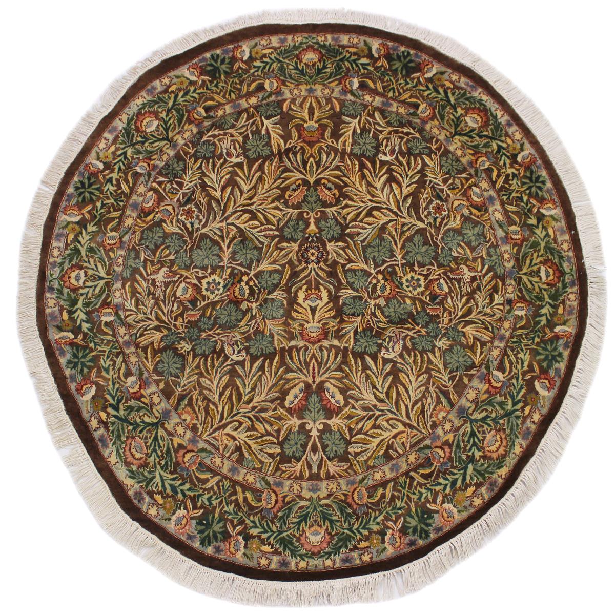 handmade Traditional Imran Brown Beige Hand Knotted ROUND 100% WOOL area rug 6x7