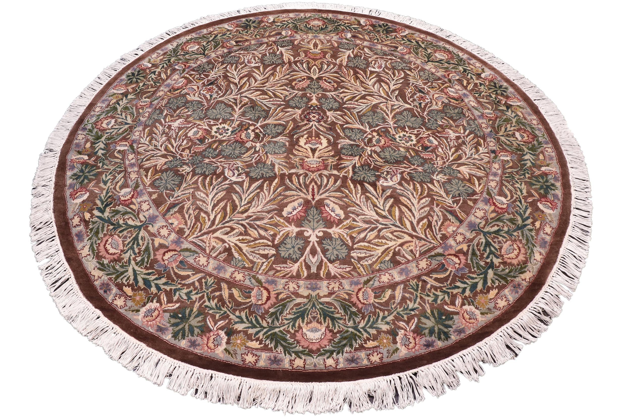 handmade Traditional Imran Brown Beige Hand Knotted ROUND 100% WOOL area rug 6'x7'