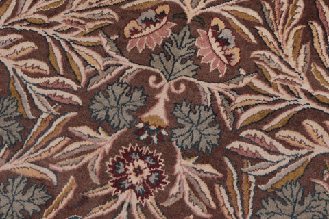 handmade Traditional Imran Brown Beige Hand Knotted ROUND 100% WOOL area rug 6' x 7'