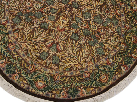 handmade Traditional Imran Brown Beige Hand Knotted ROUND 100% WOOL area rug 6x7