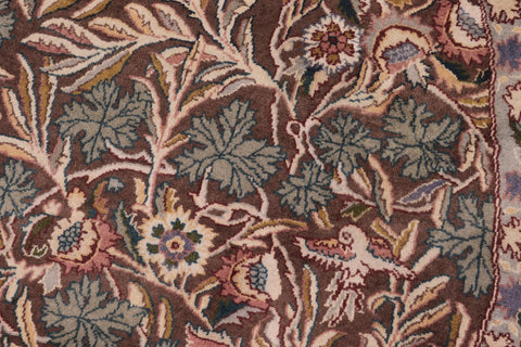 handmade Traditional Imran Brown Beige Hand Knotted ROUND 100% WOOL area rug 6' x 7'