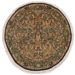 handmade Traditional Imran Brown Beige Hand Knotted ROUND 100% WOOL area rug 6x7