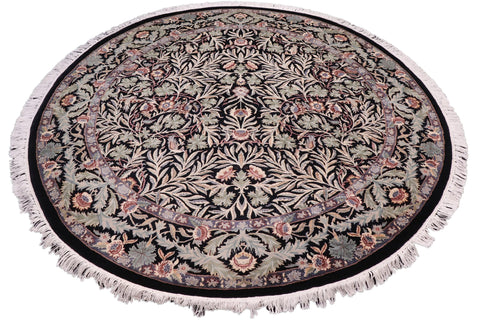 handmade Traditional Imran Black Grey Hand Knotted ROUND 100% WOOL area rug 6'x6'