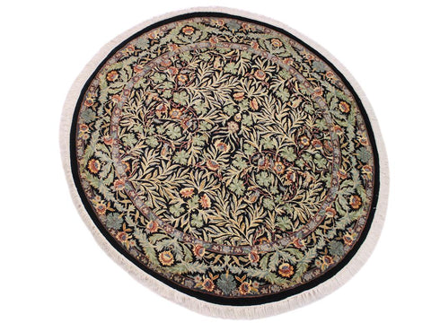 handmade Traditional Imran Black Grey Hand Knotted ROUND 100% WOOL area rug 6x6