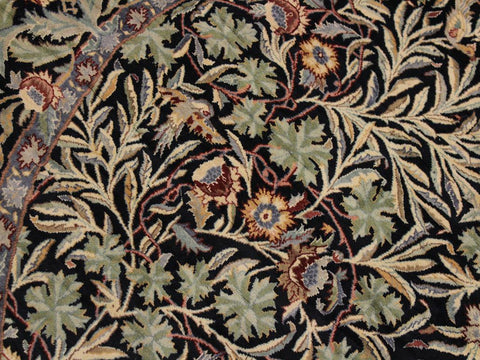 handmade Traditional Imran Black Grey Hand Knotted ROUND 100% WOOL area rug 6x6