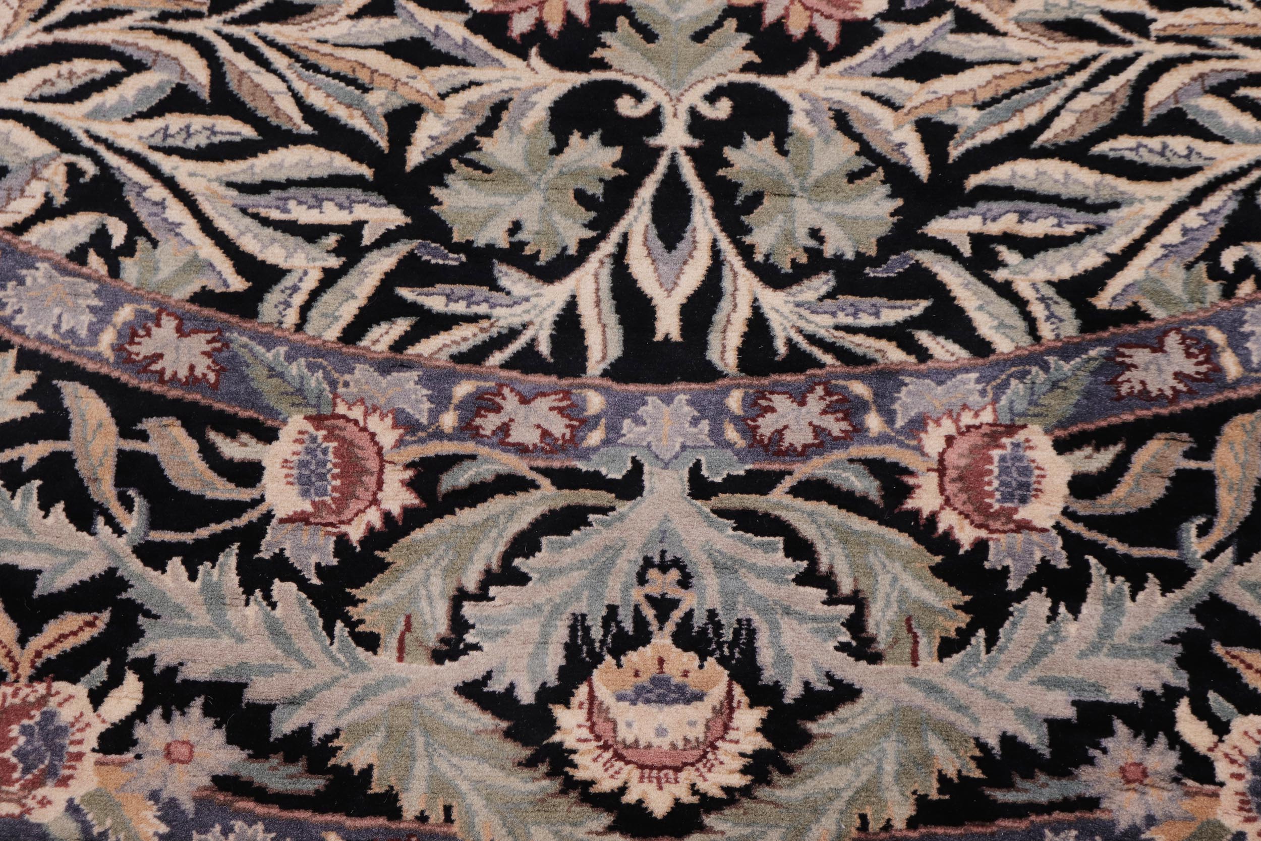 handmade Traditional Imran Black Grey Hand Knotted ROUND 100% WOOL area rug 6'x6'