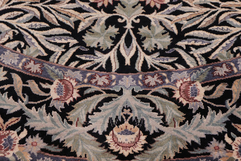 handmade Traditional Imran Black Grey Hand Knotted ROUND 100% WOOL area rug 6'x6'