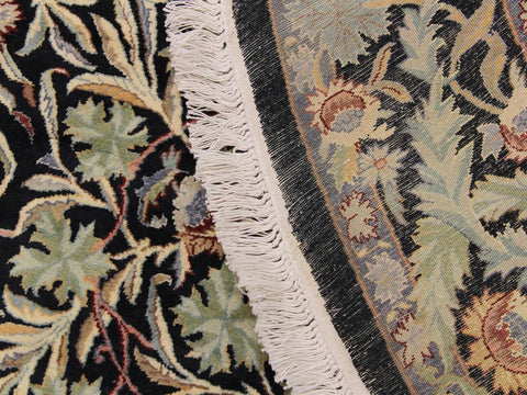 handmade Traditional Imran Black Grey Hand Knotted ROUND 100% WOOL area rug 6x6