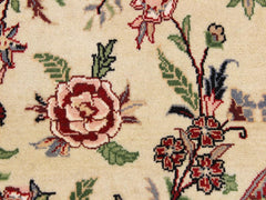 handmade Traditional Kashan Beige Black Hand Knotted ROUND 100% WOOL area rug 6x6