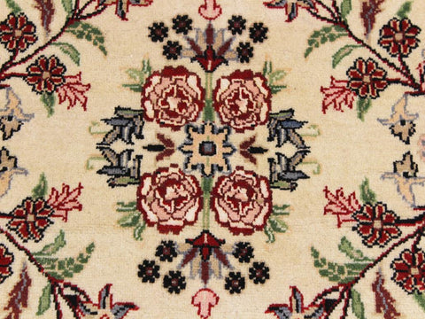 handmade Traditional Kashan Beige Black Hand Knotted ROUND 100% WOOL area rug 6x6