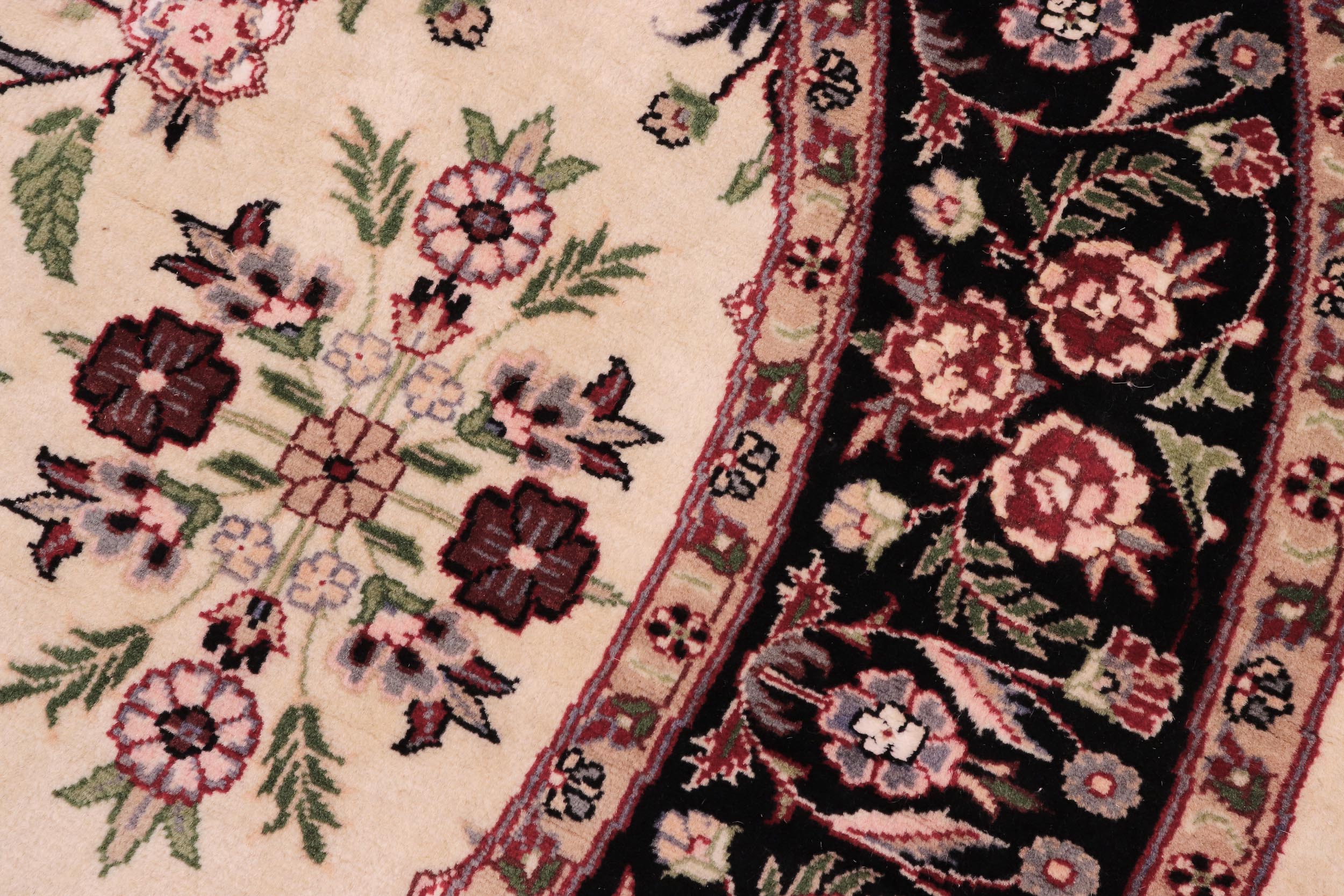 handmade Traditional Kashan Beige Black Hand Knotted ROUND 100% WOOL area rug 6'x6'