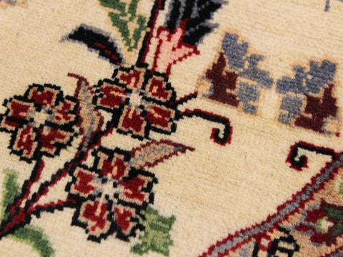 handmade Traditional Kashan Beige Black Hand Knotted ROUND 100% WOOL area rug 6x6